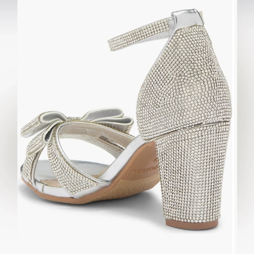 NEW! Top Moda Hannah Crystal Bow Sandal Heel Women’s Size 6.5 - Picture 2 of 16